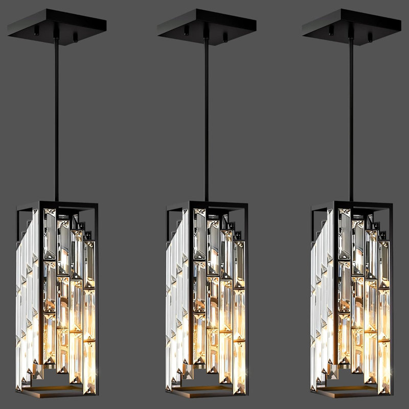 Ensemble de 3 mini-lustres en cristal et luminaires suspendus modernes