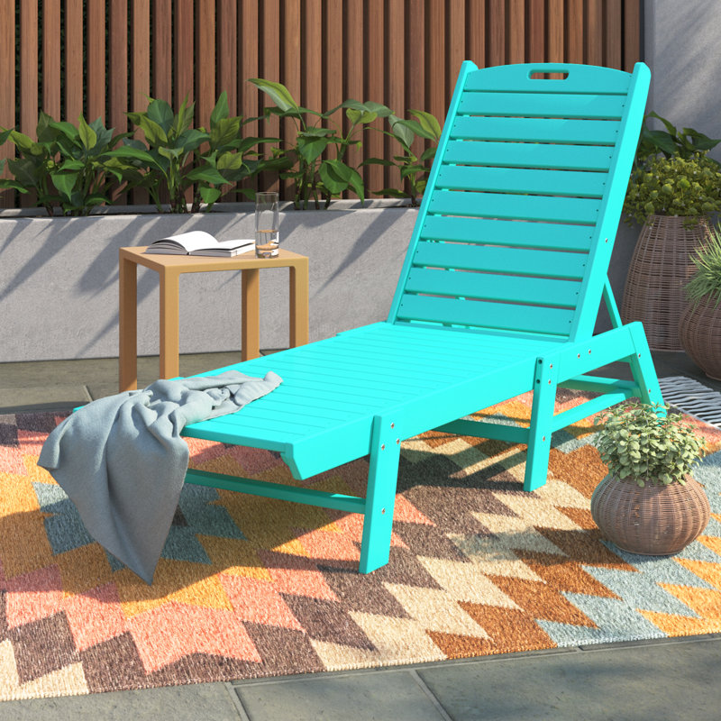 Chaise longue d'extérieur en PEHD Laguna, Turquoise