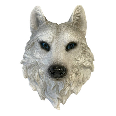 Polyresin Grey Wolf Head Bust Rustic Woodland Forest Cabin Lodge Hanging Decorative Wall Décor