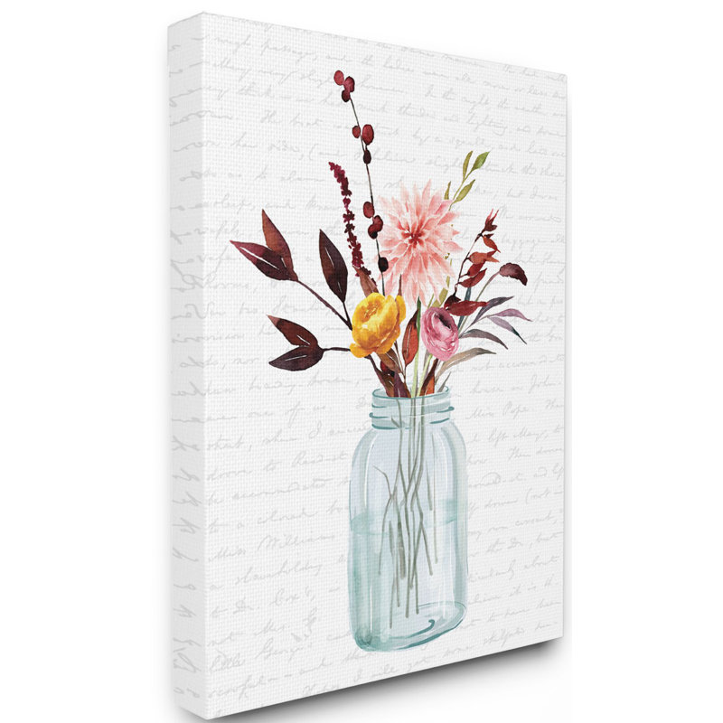 « pot of fleurs red automne », art textuel, Toile tendue, H 20 po x l 16 po