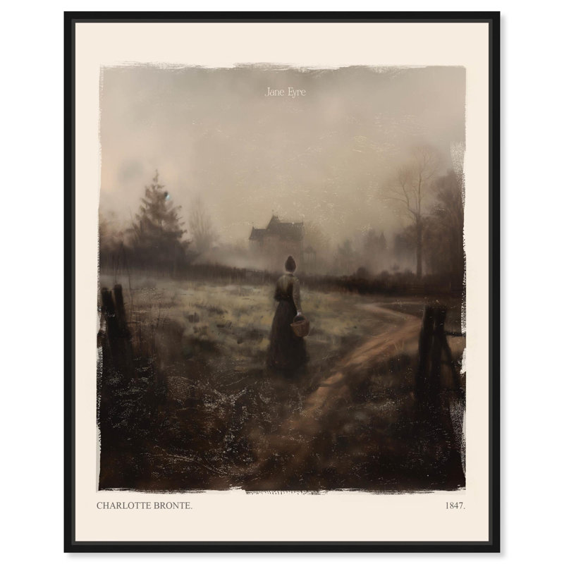 Toile Jane Eyre par Art Remedy, Noir, H 21 po x l 17 po, Cadre flottant