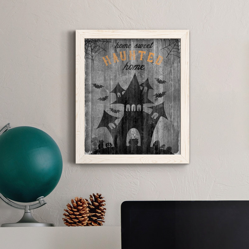 Haunted House - publicités encadrées sur toile, H 44 po x l 31 po x P 1 po, Blanc