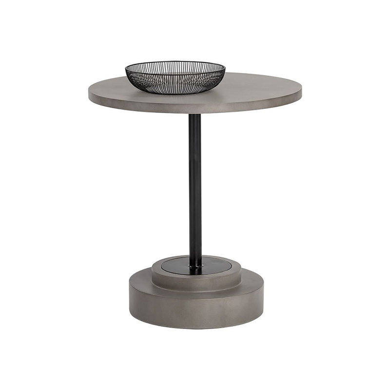 Marlowe Round Dining Table, Gray, Gray/Black