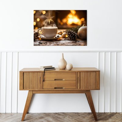 Cozy Winter Coffee Scene Peaceful Abstract Contemporary Winter Architecture, impression d'art mural