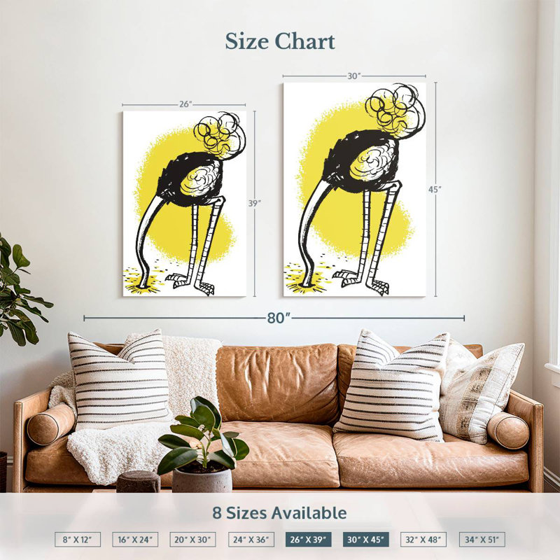 Brampt Introverted Ostrich, 39" H x 26" W