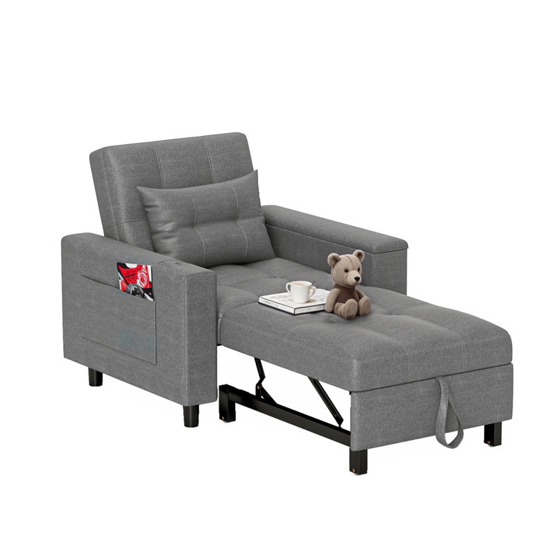 Canapé-lit convertible 3-en-1 Ebern Designs, Gris foncé
