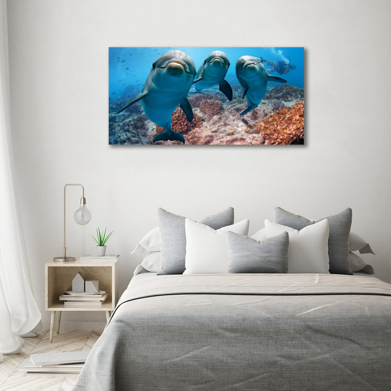 Dolphins - Wrapped Canvas Print, Canvas, 70cm H x 140cm W