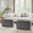 Caras Upholstered Gray Triangular Compression Ottoman No Assembly Required (Set of 2)-109286825