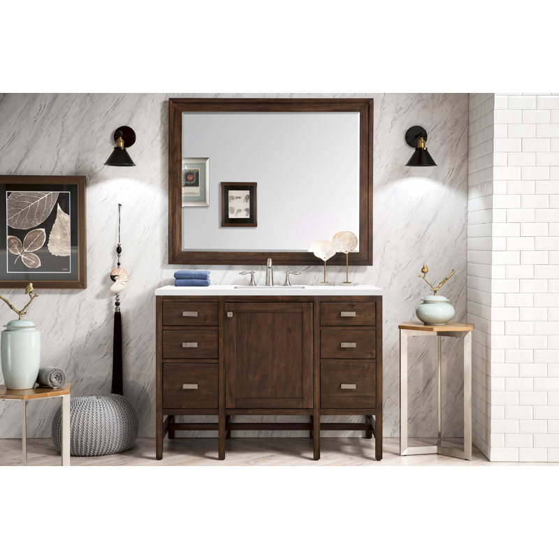 Addison 48'' W Single Vanity, Mid-Century Acacia, 8" Widespread, White Zeus