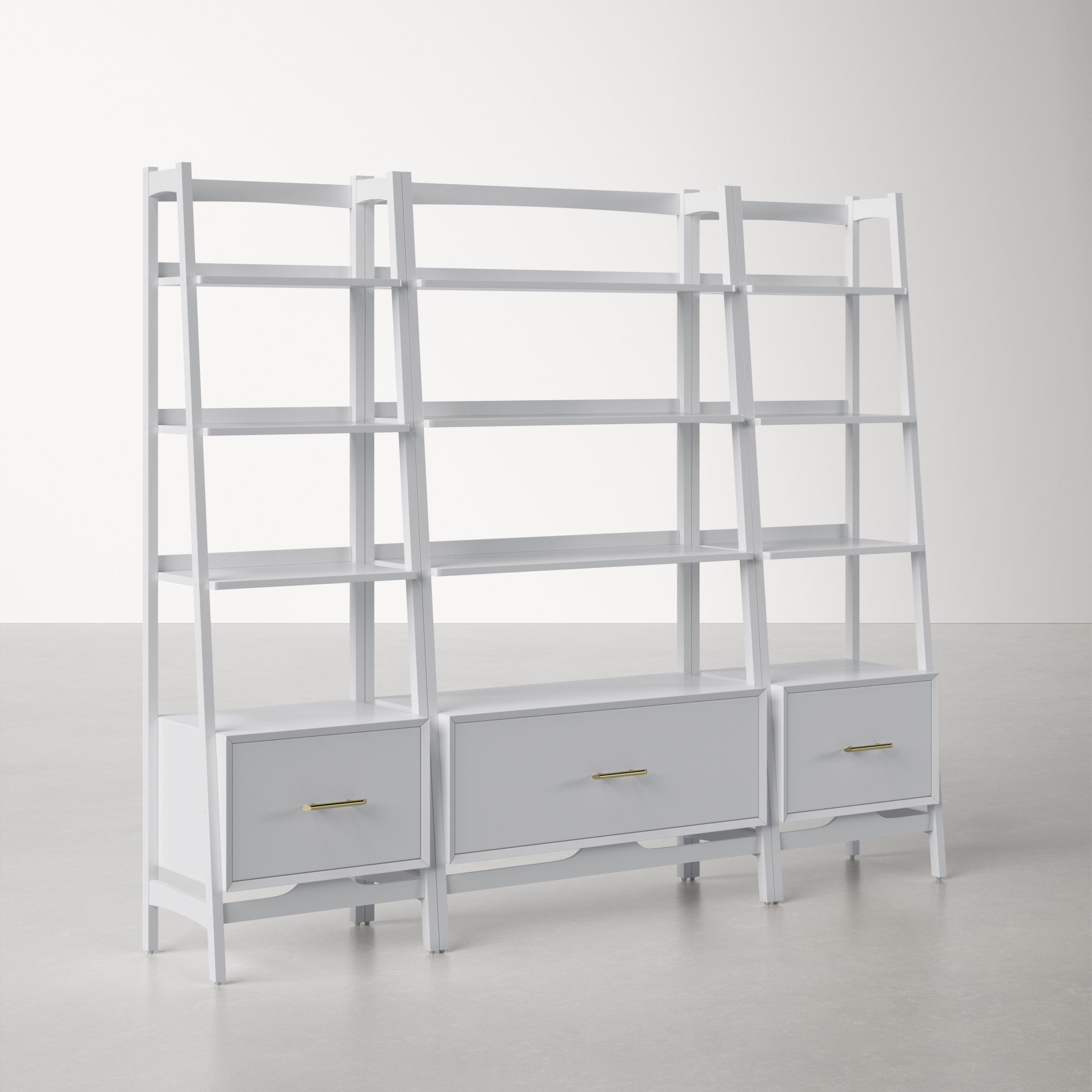 Stiles Wide Ladder Bookcase, White