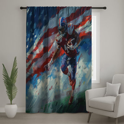 Football Window Curtains, Sports Sheer & Blockout Curtains - 1 Panel
