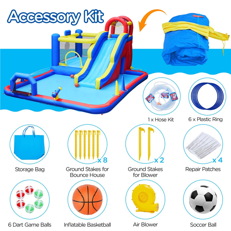 18.4' x 13' Inflatable Slide with Bouncy house for Kids(with Blower),Bounce House