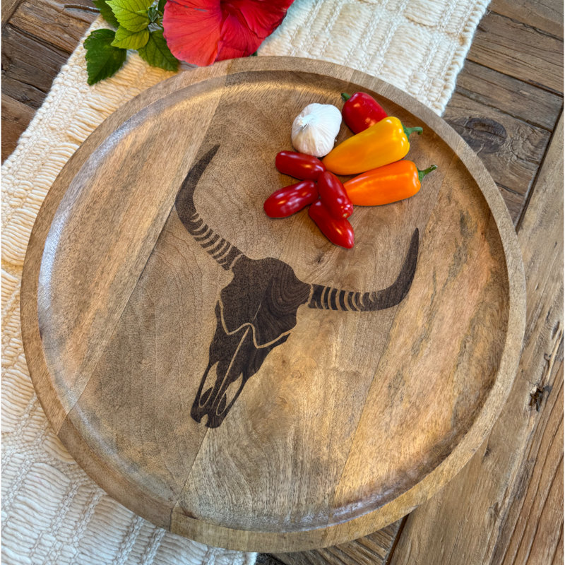 Branding Iron Skull Platter - Natural