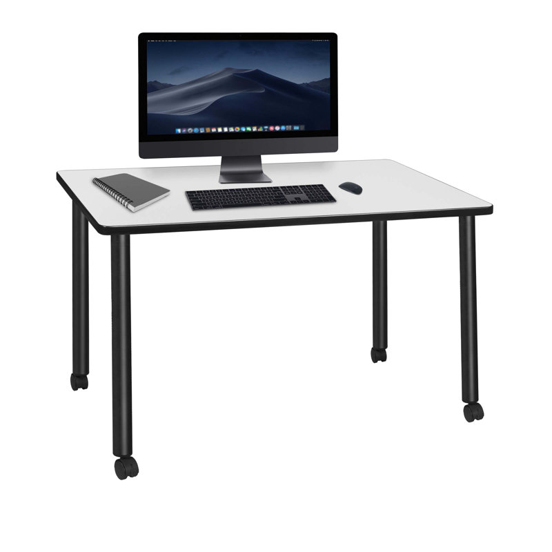 Bureau mobile Regency Kee, H 29 po x l 48 po x P 24 po, Blanc / noir