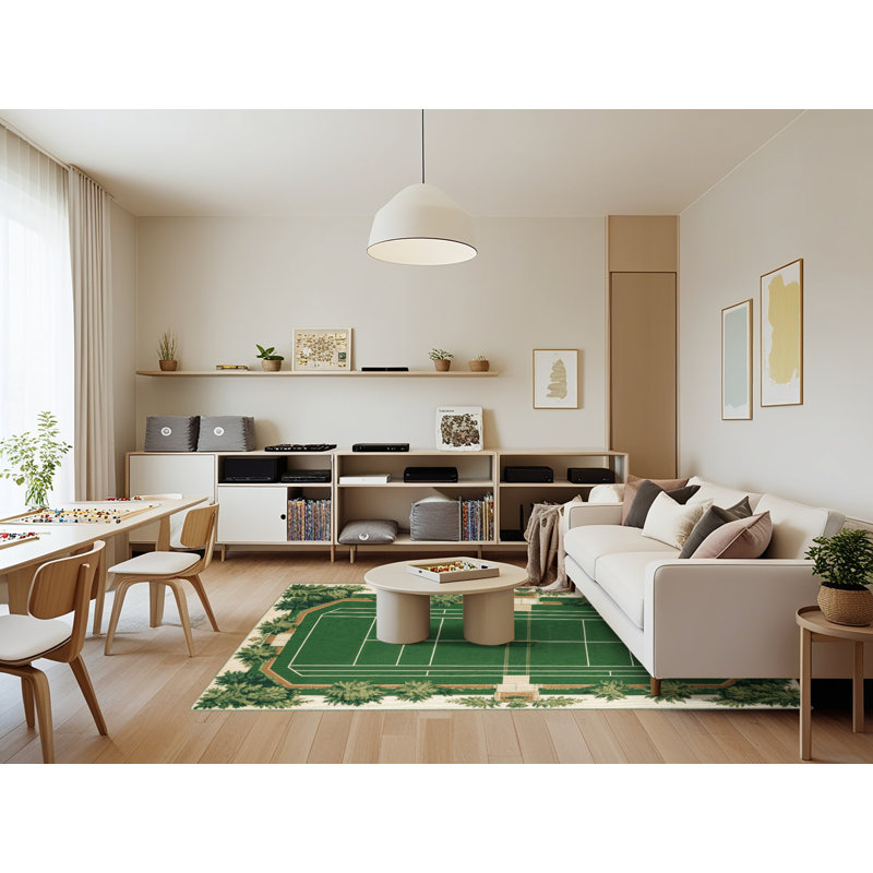 Tapis vert français lavable à la machine, Rectangle 7 pi x 9 pi