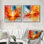 Orange coloré chaos I - art mural tachisme - ensemble d'art mural moderne 2 pièces