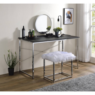 Tennos Black & Chrome Finish Vanity Desk