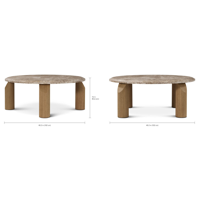 Vienna Marble Cocktail Table, Natural, Light Emperador, 16" H x 40.25" L x 40.25" W