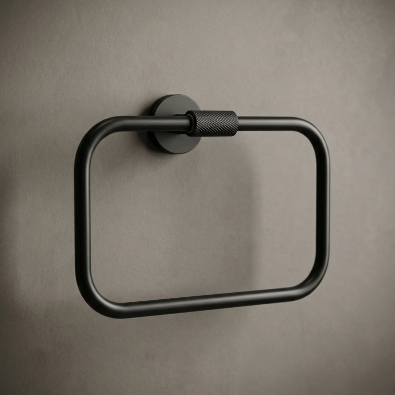 Forward Square Towel Ring, Black