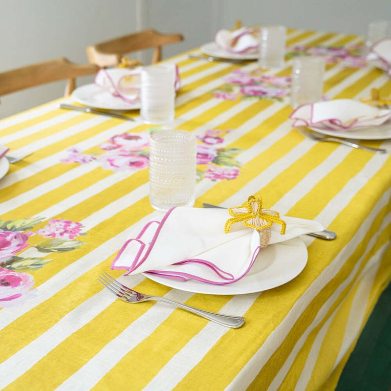 Lily Striped Tablecloth, 90" Rectangle