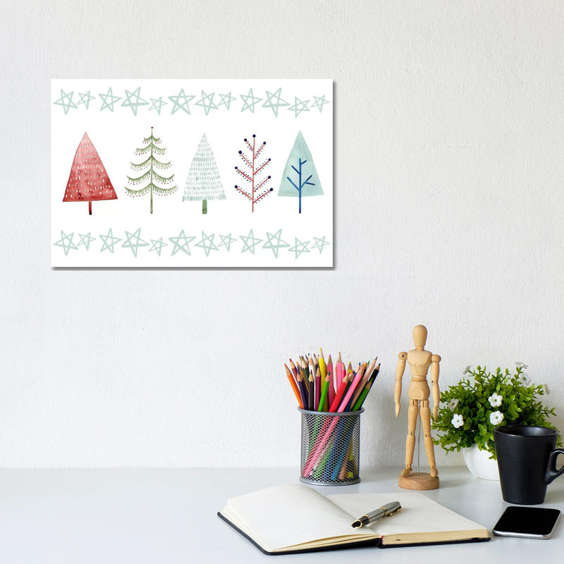 «Christmas Tree Whimsy Collection C» par Grace Popp - reproduction d'art, Toile tendue, Pas de tapis