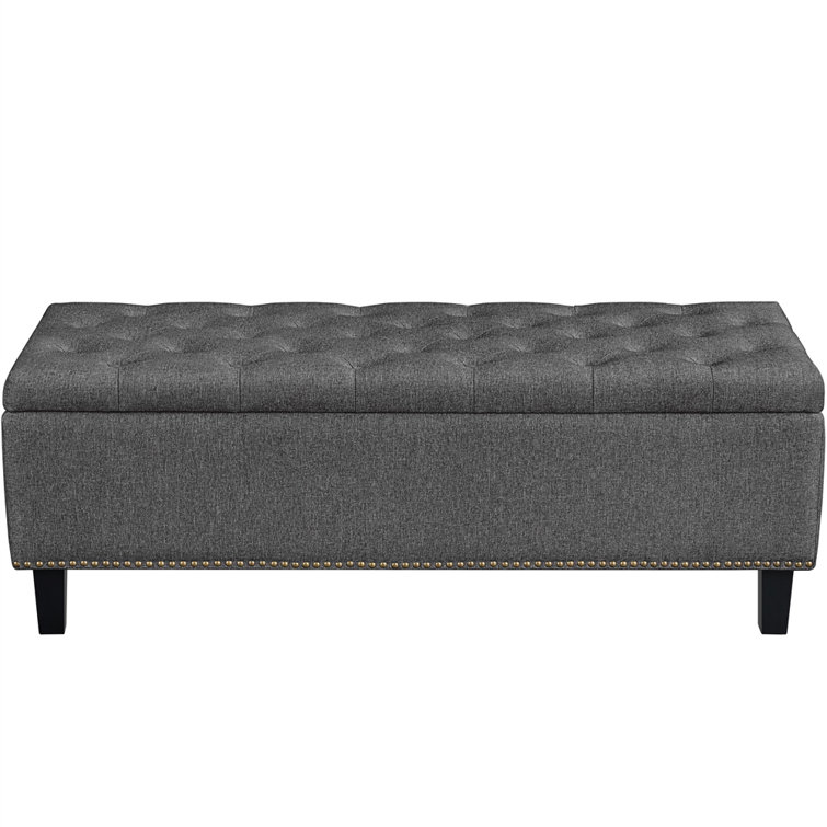 Lielah 124.5cm Wide Tufted Rectangle Solid Colour Storage Ottoman with Storage