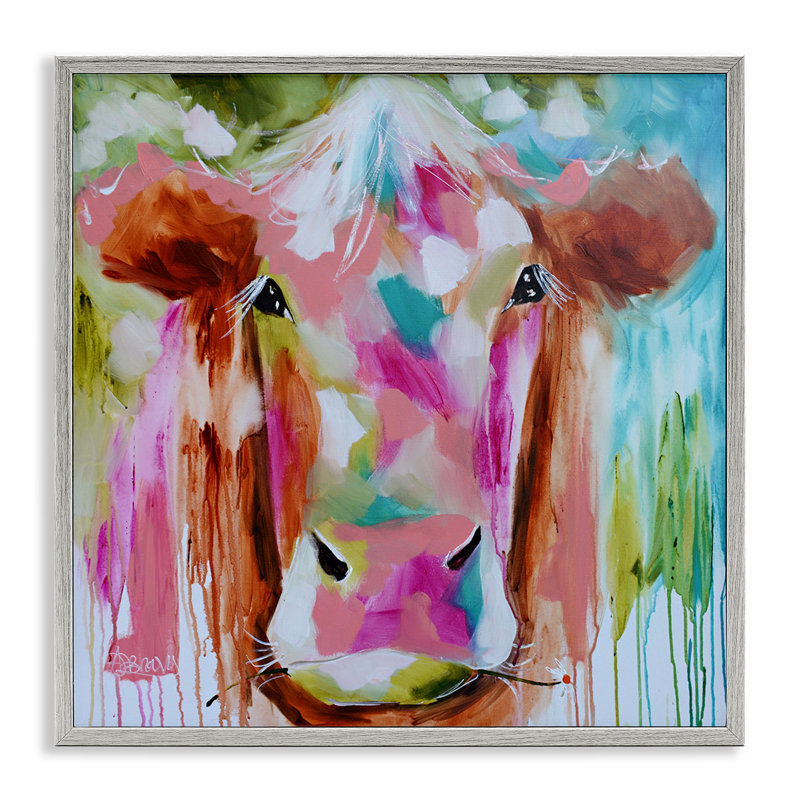 Vache Expressionist Vibrant, giclée par Amanda Brooks, Estampe numérique Farmhouse, H 12 po x l 12 po