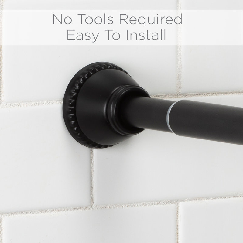 Matte Black Adjustable Tension Shower Curtain Rod, 42"-72"