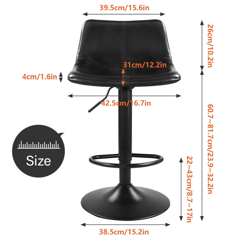 Nissa Swivel Upholstered Adjustable Height Counter Stool with Metal Frame