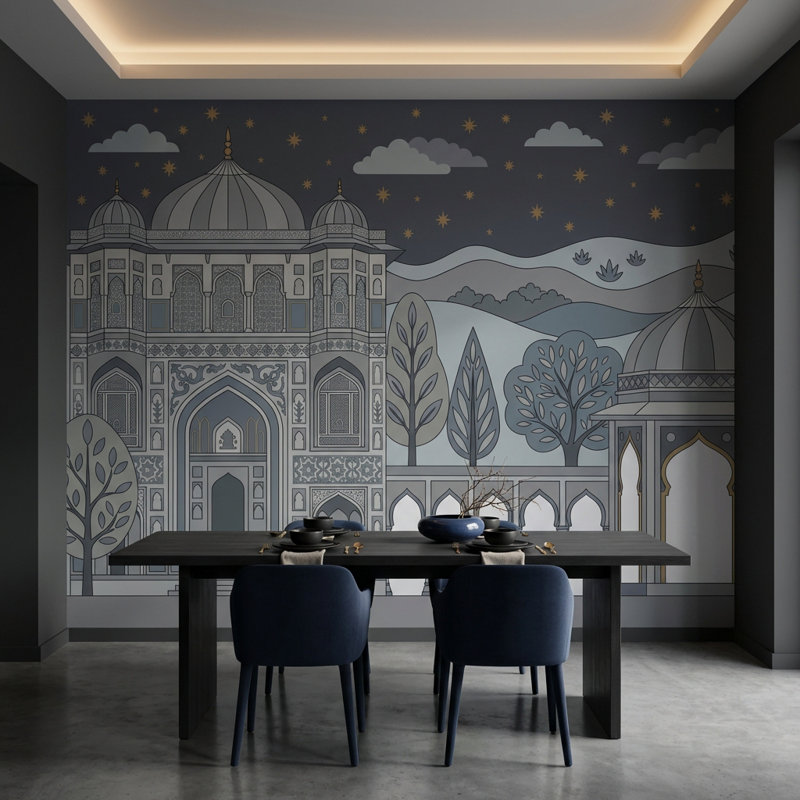 Décoration murale mughal, Texturé non collé, 100 po x 96 po