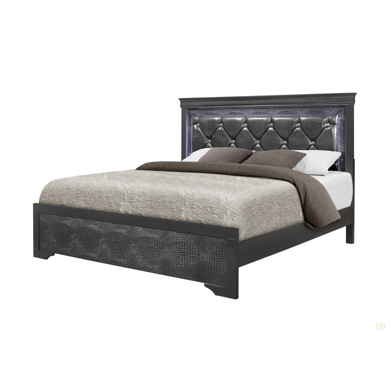 Lit capitonné d'inspiration cristal glamour QUEEN BED with LED, Grand lit
