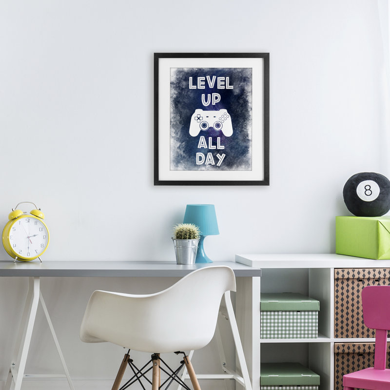 «Level Up All Day Splash», reproduction imprimée sous verre, conception de Marcus Prime, H 21 po x l 17 po, Cadre noir minuit