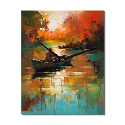 Horloge murale surdimensionnée Autumn Lake Serenity