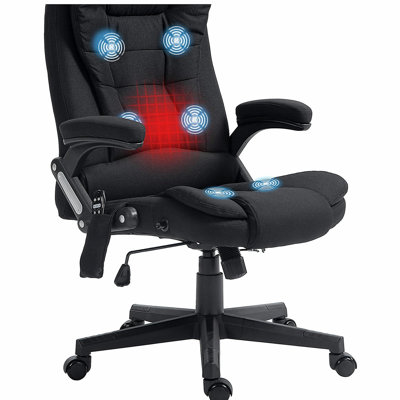 6-point vibration massage office chair, with lumbar and back heating function, black