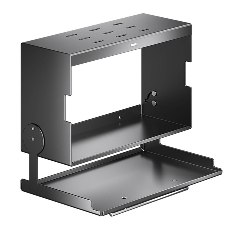 1 pièce Support à épices magnétique gris en acier au carbone, grand support de rangement modulaire rabattable, plateau de préparation ajustable sans perceuse, support à épices