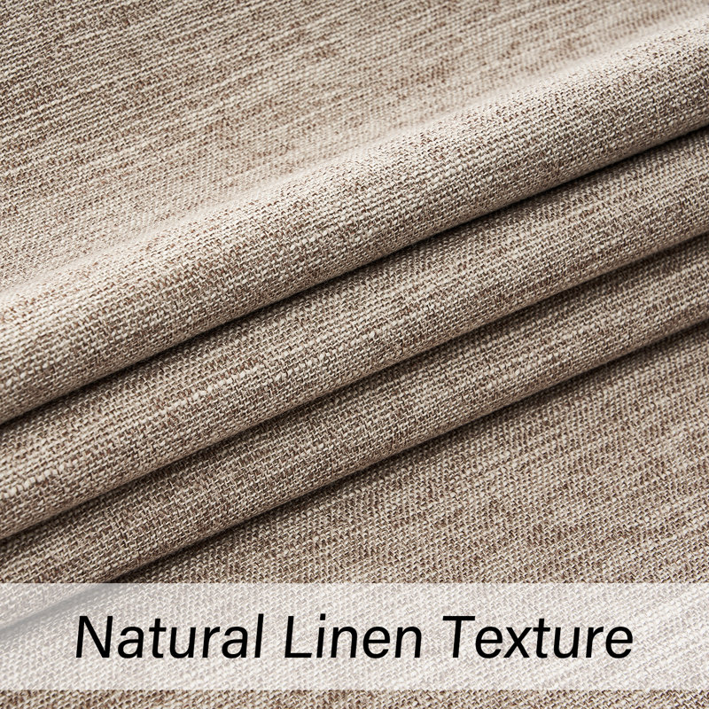 Dennan Curtains , Grommet Top Thick 100% Blackout Drapes Full Light Blocking Curtains, 52" W x 90" L, Dark Flax