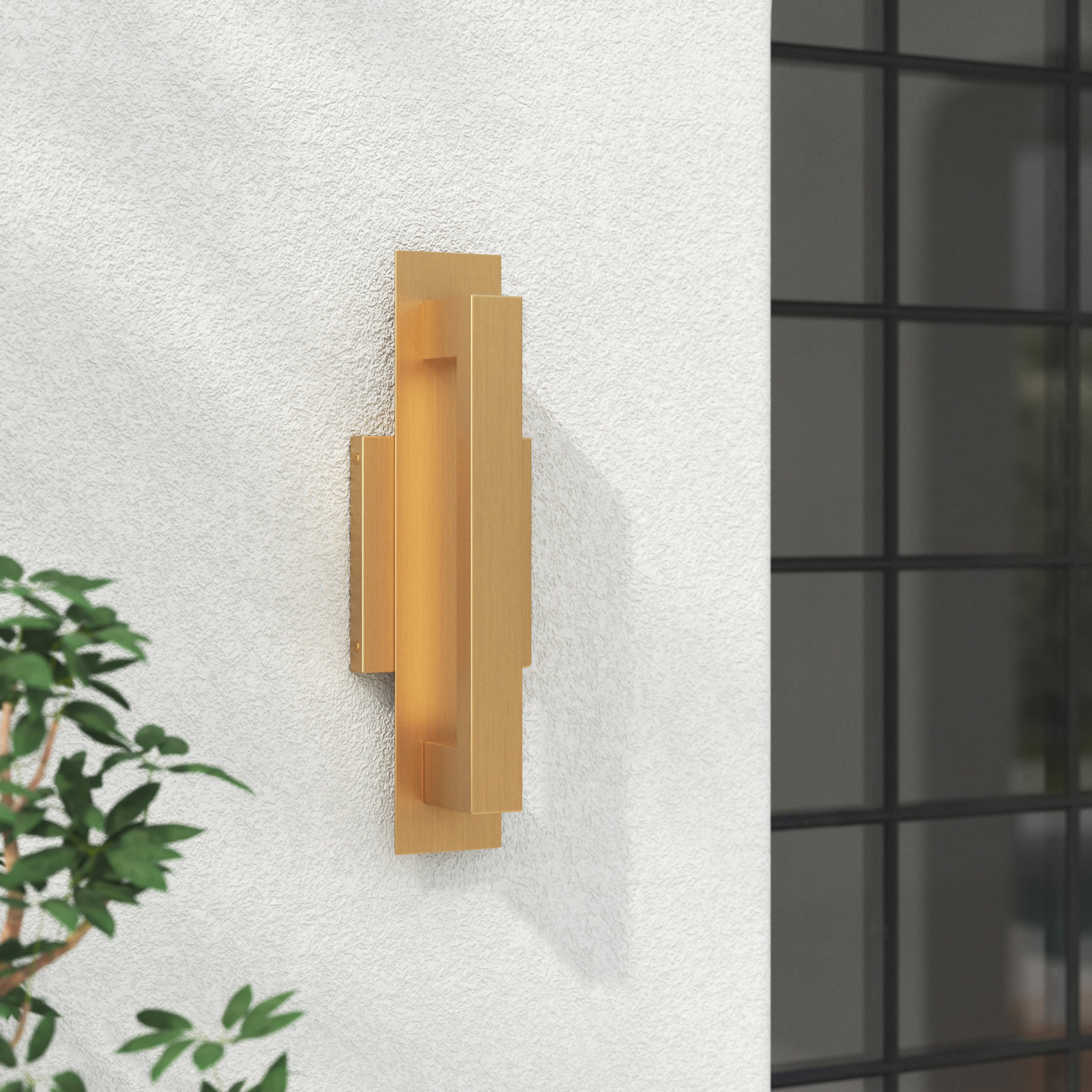 Gela Integrated LED Outdoor Armed Sconce, Burnished Gold, 15" H