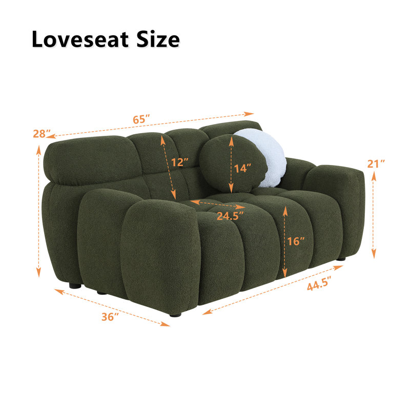 Canapé rembourré 64,96 po, Boucle verte