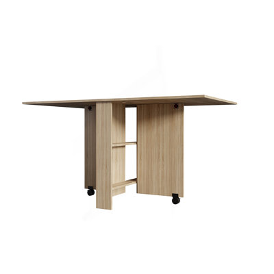 Folding Dining Table, Versatile Dinner Table With 2 Wheels And 2 Storage Racks