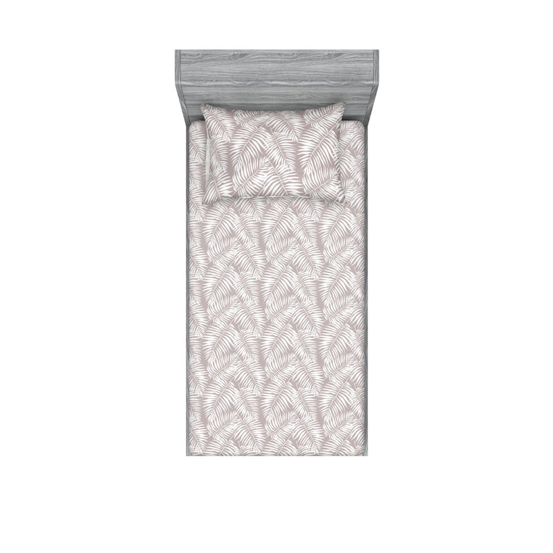 Microfiber Floral Sheet Set, Twin Sheet Set with 1 Pillowcase, Warm Taupe