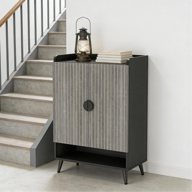 Flexible Storage Cabinet,Shoe Cabinet,Shoe Organizer, Black+Gray, 43.31"H x  29.53"W x  14.57"D