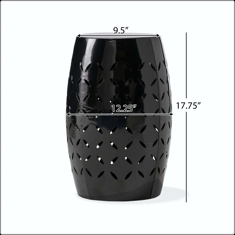 Table d'appoint lilas 12 po - Design industriel cylindrique, noir, Black