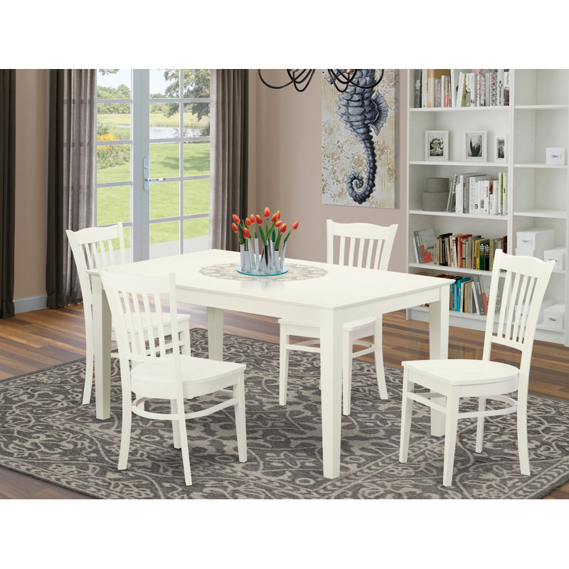 Alingtons 6 - Person Four Leg Dining Set, 5 Pieces: 1 Table, 4 Chairs