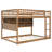 Full over Full Bunk Bed with Storage Shelf, Color-Changing Lights & Pegboard for Teens and Adults, Brown-1877179446-1877179445