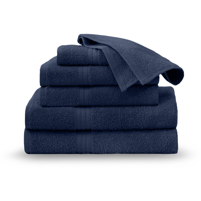 Martex Easy Living The Everyday Towel 6 Piece Set 6 - Piece 100% Cotton Multi-Size Set Guest Room Case Pack, Navy