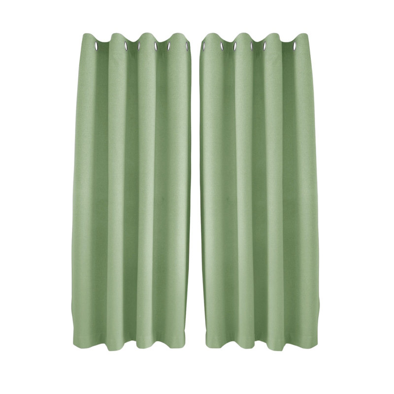 Linen Blend Blackout Curtain Panel Pair, Light Green, 117cm Width x 137cm Drop