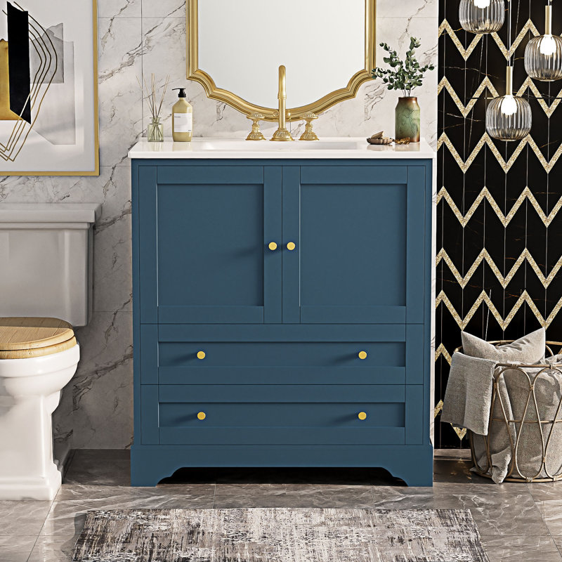 Freestanding Bathroom Vanity With Ceramic Sink Combo