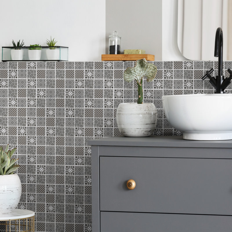 Classico 2" x 2" Porcelain Grid Mosaic Wall & Floor Tile, Black