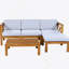 Ensemble de conversation modulaire d'extérieur en bois pour patio 5 pièces avec coussins, finition naturelle et coussins gris