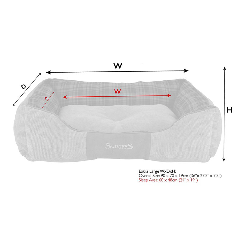 Highland Polyester Pet Bed, Red/Black/Brown, 22cm H x 90cm W x 70cm D
